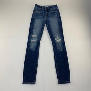BKE Dark Wash Distressed Stretch Denim High Rise Billy High Rise Skinny Jeans 24